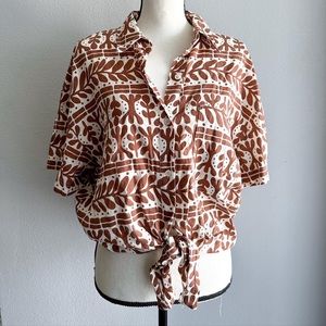 Zara linen button up top